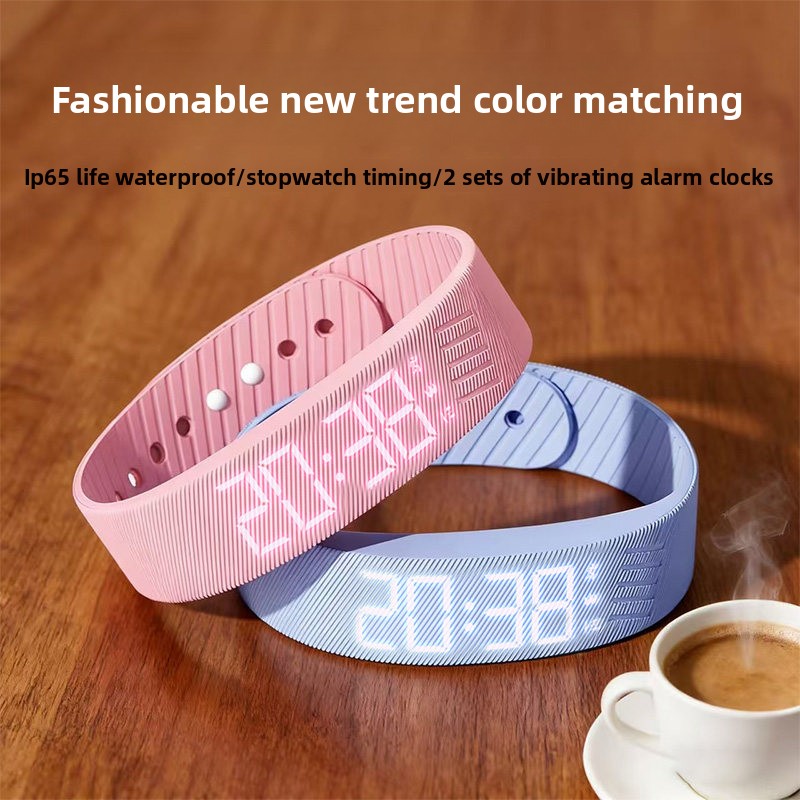 Outdoor Sport Watch - Montre-réveil numérique LED, bracelet d'alarme en
